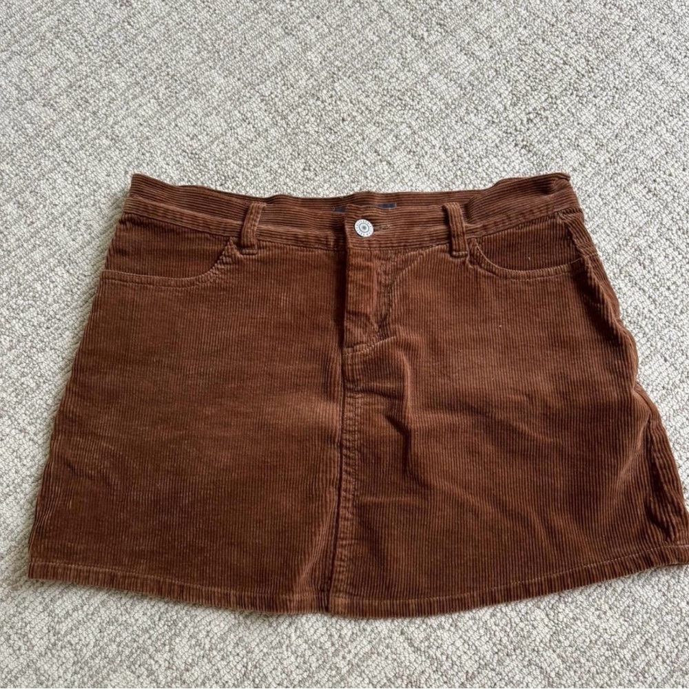 Brandy Melville Brown Corduroy Mini Skirt